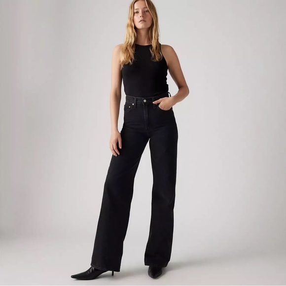 Levi's Ribcage Wide Leg in Black - Picture 1 of 12